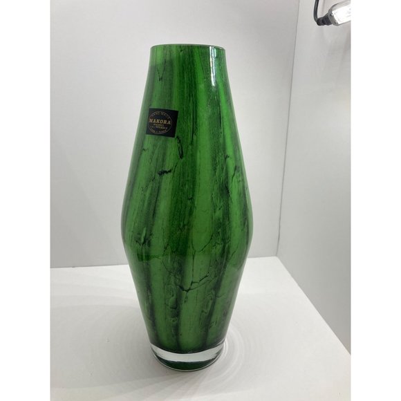 Makora Poland Handmade Green 12in Vase Stunning Nature - Picture 9 of 10